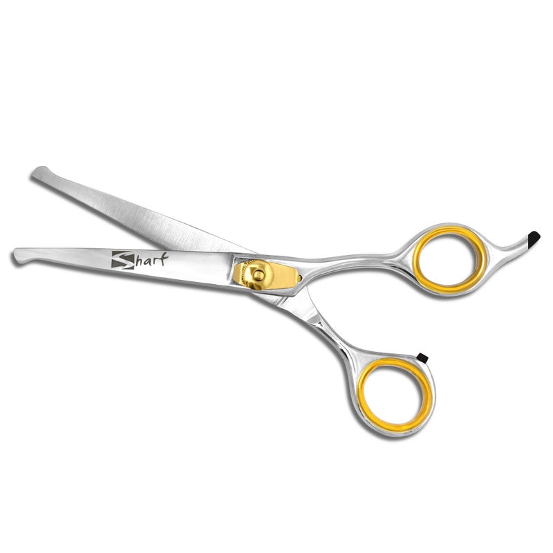 Sharf Dog Grooming Scissors, Gold Touch 6.5 Inch Curved Sharp Professional Pet Grooming Shear with Safety Round Tip, Ball Point for Safe and Easy Use Even for Nose, Ear and Face - Image 4